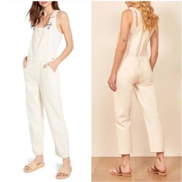 Reformation Denim - Reformation Smith Denim Overall Ivory Size 6 Boho Festival Hippie Casual Cowgirl